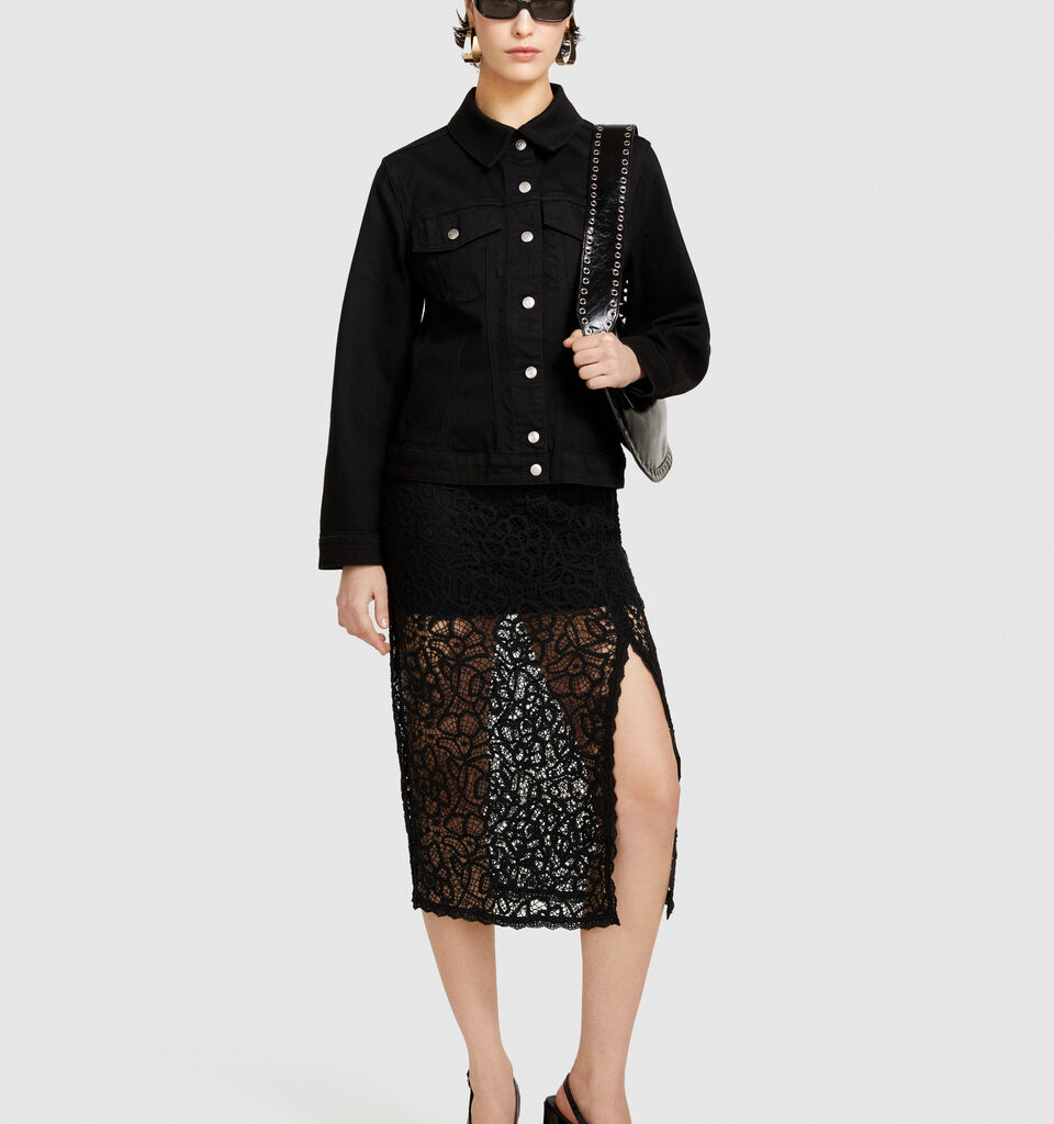 Slim fit denim jacket - women's jackets - Black | Sisley image number 1